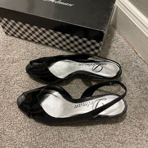 Delman z sling black patent shoes sandals - Picture 12 of 15